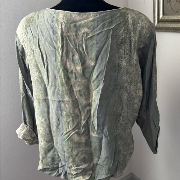 Platinum By Dorothy Schoelen vintage 80’s earth tones button up top blouse Sz L - Picture 6 of 11